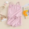imageKuriozud Baby Girl Summer Clothes Sleeveless Tank Top Shorts Set Cute Toddler Girl Outfit Aged 3 6 12 18 24 Months 2T 3TFuzzy Pink