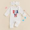 imageKuriozud Fathers Day Outfits Baby Girl Footie Onesie Romper Newborn Preemie Girl Ruffle Pajamas Pjs Daddys Girl Clothes4th of July Usa