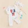 imageKuriozud Fathers Day Outfits Baby Girl Footie Onesie Romper Newborn Preemie Girl Ruffle Pajamas Pjs Daddys Girl Clothes4th of July Usa