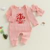 imageKuriozud Fathers Day Outfits Baby Girl Footie Onesie Romper Newborn Preemie Girl Ruffle Pajamas Pjs Daddys Girl ClothesPink