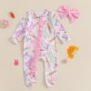 imageKuriozud Fathers Day Outfits Baby Girl Footie Onesie Romper Newborn Preemie Girl Ruffle Pajamas Pjs Daddys Girl ClothesPink Carrotbunny