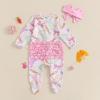 imageKuriozud Fathers Day Outfits Baby Girl Footie Onesie Romper Newborn Preemie Girl Ruffle Pajamas Pjs Daddys Girl ClothesPink Carrotbunny