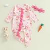imageKuriozud Fathers Day Outfits Baby Girl Footie Onesie Romper Newborn Preemie Girl Ruffle Pajamas Pjs Daddys Girl ClothesPink Rabbit