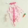 imageKuriozud Fathers Day Outfits Baby Girl Footie Onesie Romper Newborn Preemie Girl Ruffle Pajamas Pjs Daddys Girl ClothesPink Rabbit