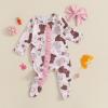 imageKuriozud Fathers Day Outfits Baby Girl Footie Onesie Romper Newborn Preemie Girl Ruffle Pajamas Pjs Daddys Girl ClothesPink Rabbit a
