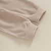 imageKuriozud Newborn Baby Boy Clothes Button Long Sleeve Romper Bodysuit Pants Set Infant Soft Waffle Fall Winter OutfitStriped Beige