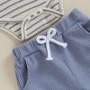 imageKuriozud Newborn Baby Boy Clothes Button Long Sleeve Romper Bodysuit Pants Set Infant Soft Waffle Fall Winter OutfitStriped Blue