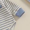 imageKuriozud Newborn Baby Boy Clothes Button Long Sleeve Romper Bodysuit Pants Set Infant Soft Waffle Fall Winter OutfitStriped Blue