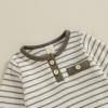 imageKuriozud Newborn Baby Boy Clothes Button Long Sleeve Romper Bodysuit Pants Set Infant Soft Waffle Fall Winter OutfitStriped Olive Green
