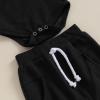 imageKuriozud Newborn Baby Boy Clothes Button Long Sleeve Romper Bodysuit Pants Set Infant Soft Waffle Fall Winter OutfitWaffle Black