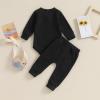 imageKuriozud Newborn Baby Boy Clothes Button Long Sleeve Romper Bodysuit Pants Set Infant Soft Waffle Fall Winter OutfitWaffle Black
