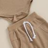 imageKuriozud Newborn Baby Boy Clothes Button Long Sleeve Romper Bodysuit Pants Set Infant Soft Waffle Fall Winter OutfitWaffle Khaki
