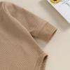 imageKuriozud Newborn Baby Boy Clothes Button Long Sleeve Romper Bodysuit Pants Set Infant Soft Waffle Fall Winter OutfitWaffle Khaki