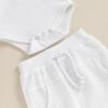 imageKuriozud Newborn Baby Boy Clothes Button Long Sleeve Romper Bodysuit Pants Set Infant Soft Waffle Fall Winter OutfitWaffle White