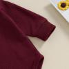 imageKuriozud Newborn Baby Boy Clothes Button Long Sleeve Romper Bodysuit Pants Set Infant Soft Waffle Fall Winter OutfitWaffle Wine Red