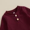 imageKuriozud Newborn Baby Boy Clothes Button Long Sleeve Romper Bodysuit Pants Set Infant Soft Waffle Fall Winter OutfitWaffle Wine Red