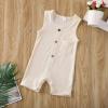 imageKuriozud Newborn Baby Boy Girl Plain Romper Sleeveless Jumpsuit ClothesBeige
