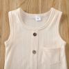 imageKuriozud Newborn Baby Boy Girl Plain Romper Sleeveless Jumpsuit ClothesBeige