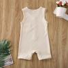 imageKuriozud Newborn Baby Boy Girl Plain Romper Sleeveless Jumpsuit ClothesBeige