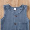 imageKuriozud Newborn Baby Boy Girl Plain Romper Sleeveless Jumpsuit ClothesBlue
