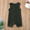 imageKuriozud Newborn Baby Boy Girl Plain Romper Sleeveless Jumpsuit ClothesDark Green