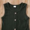 imageKuriozud Newborn Baby Boy Girl Plain Romper Sleeveless Jumpsuit ClothesDark Green