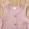 imageKuriozud Newborn Baby Boy Girl Plain Romper Sleeveless Jumpsuit ClothesPink