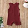 imageKuriozud Newborn Baby Boy Girl Plain Romper Sleeveless Jumpsuit ClothesWine Red