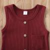 imageKuriozud Newborn Baby Boy Girl Plain Romper Sleeveless Jumpsuit ClothesWine Red