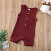 imageKuriozud Newborn Baby Boy Girl Plain Romper Sleeveless Jumpsuit ClothesWine Red