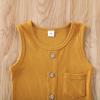 imageKuriozud Newborn Baby Boy Girl Plain Romper Sleeveless Jumpsuit ClothesYellow