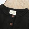 imageKuriozud Newborn Infant Unisex Baby Boy Girl Clothes Button Romper Jumpsuit Basic One Piece OutfitsLong Sleeve One Piece Black