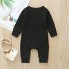 imageKuriozud Newborn Infant Unisex Baby Boy Girl Clothes Button Romper Jumpsuit Basic One Piece OutfitsLong Sleeve One Piece Black