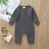 imageKuriozud Newborn Infant Unisex Baby Boy Girl Clothes Button Romper Jumpsuit Basic One Piece OutfitsLong Sleeve One Piece Gray