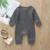 imageKuriozud Newborn Infant Unisex Baby Boy Girl Clothes Button Romper Jumpsuit Basic One Piece OutfitsLong Sleeve One Piece Gray