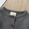 imageKuriozud Newborn Infant Unisex Baby Boy Girl Clothes Button Romper Jumpsuit Basic One Piece OutfitsLong Sleeve One Piece Gray