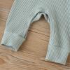 imageKuriozud Newborn Infant Unisex Baby Boy Girl Clothes Button Romper Jumpsuit Basic One Piece OutfitsLong Sleeve One Piece Light Green