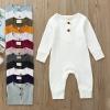 imageKuriozud Newborn Infant Unisex Baby Boy Girl Clothes Button Romper Jumpsuit Basic One Piece OutfitsLong Sleeve One Piece Light Green