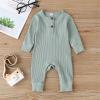 imageKuriozud Newborn Infant Unisex Baby Boy Girl Clothes Button Romper Jumpsuit Basic One Piece OutfitsLong Sleeve One Piece Light Green