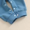 imageKuriozud Newborn Infant Unisex Baby Boy Girl Clothes Button Romper Jumpsuit Basic One Piece OutfitsLong Sleeve With Hat Blue