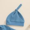 imageKuriozud Newborn Infant Unisex Baby Boy Girl Clothes Button Romper Jumpsuit Basic One Piece OutfitsLong Sleeve With Hat Blue