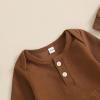 imageKuriozud Newborn Infant Unisex Baby Boy Girl Clothes Button Romper Jumpsuit Basic One Piece OutfitsLong Sleeve With Hat Brown