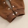 imageKuriozud Newborn Infant Unisex Baby Boy Girl Clothes Button Romper Jumpsuit Basic One Piece OutfitsLong Sleeve With Hat Brown