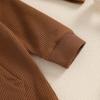 imageKuriozud Newborn Infant Unisex Baby Boy Girl Clothes Button Romper Jumpsuit Basic One Piece OutfitsLong Sleeve With Hat Brown