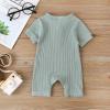 imageKuriozud Newborn Infant Unisex Baby Boy Girl Clothes Button Romper Jumpsuit Basic One Piece OutfitsShort Sleeve Romper Light Green