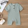 imageKuriozud Newborn Infant Unisex Baby Boy Girl Clothes Button Romper Jumpsuit Basic One Piece OutfitsShort Sleeve Romper Light Green