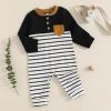 imageKuriozud Newborn Infant Unisex Baby Boy Girl Clothes Button Romper Jumpsuit Basic One Piece OutfitsStriped Long Sleeve Black