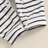 imageKuriozud Newborn Infant Unisex Baby Boy Girl Clothes Button Romper Jumpsuit Basic One Piece OutfitsStriped Long Sleeve Black