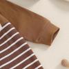 imageKuriozud Newborn Infant Unisex Baby Boy Girl Clothes Button Romper Jumpsuit Basic One Piece OutfitsStriped Long Sleeve Brown