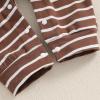 imageKuriozud Newborn Infant Unisex Baby Boy Girl Clothes Button Romper Jumpsuit Basic One Piece OutfitsStriped Long Sleeve Brown